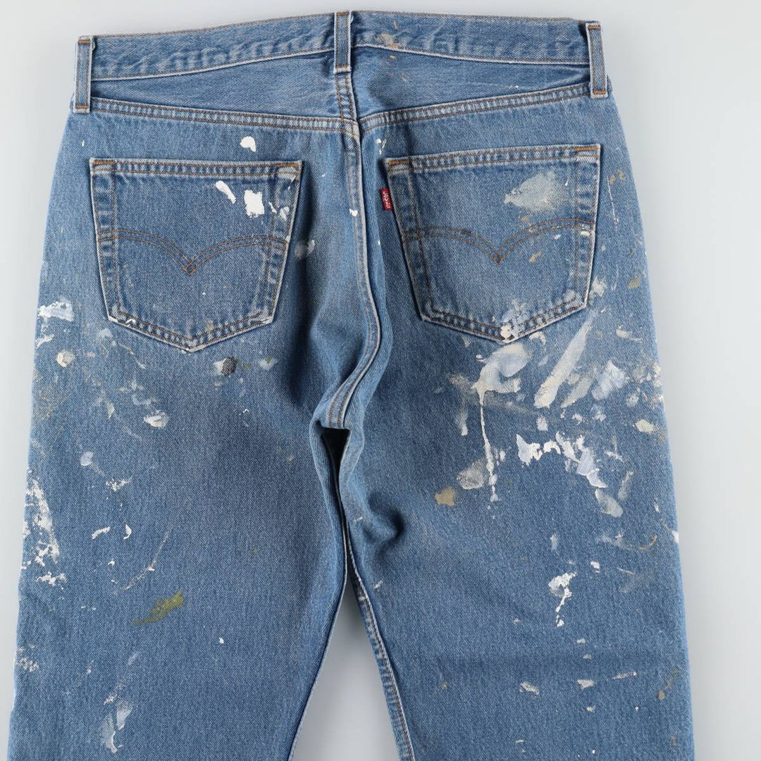 1990'S Levi's 501-0000 Painted Straight Denim Pants, Made in USA, Men's Size W34 (approx.), Vintage cotton blue type Vintage Second Hand