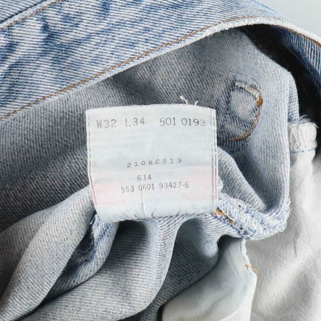 2000'S Levi's 501-0193 Straight Denim Pants, Made in USA, Men's Size W31 (approx.) cotton Blue type light blue Vintage Second Hand