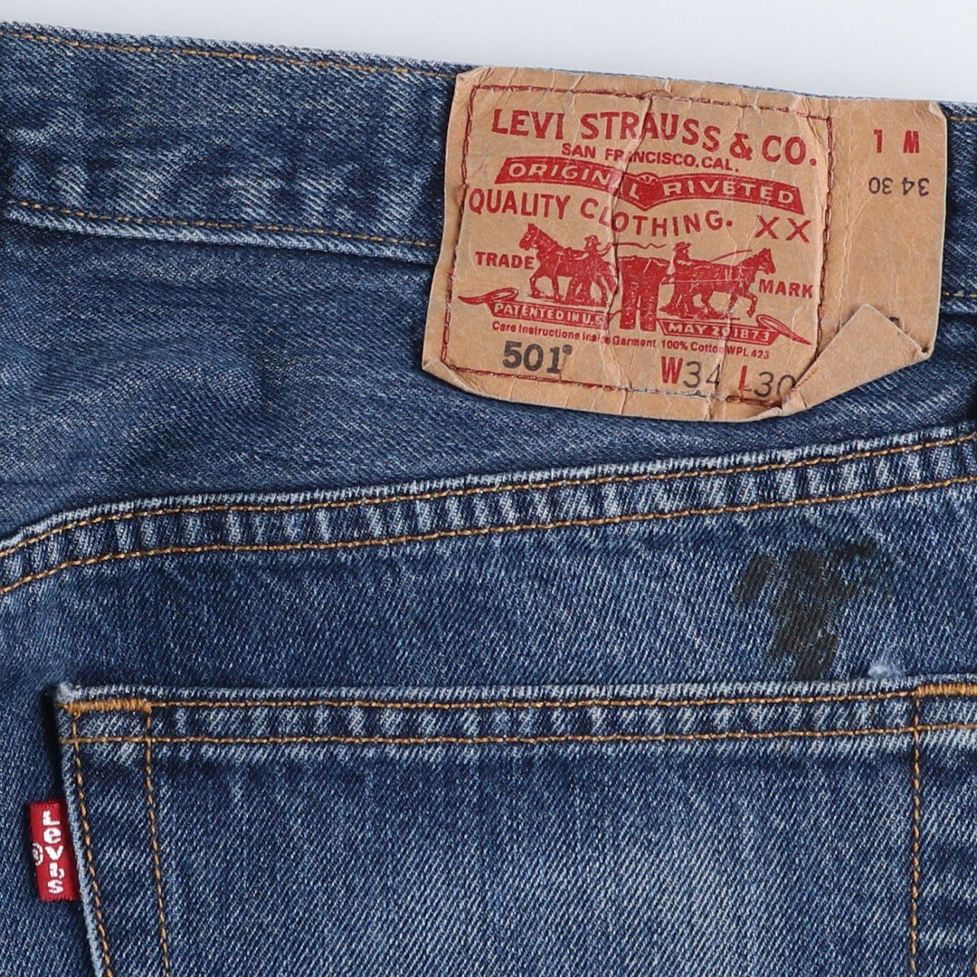 Levi's 501 Straight Fit Denim Pants, Men's, Size 34 cotton blue type Vintage Second Hand