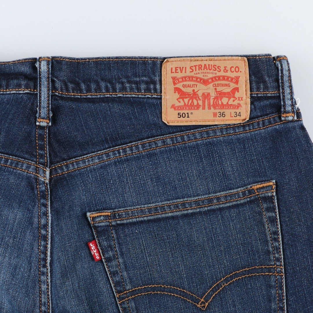 Levi's 501 straight denim pants for men, size W36 cotton Navy blue Vintage Second Hand