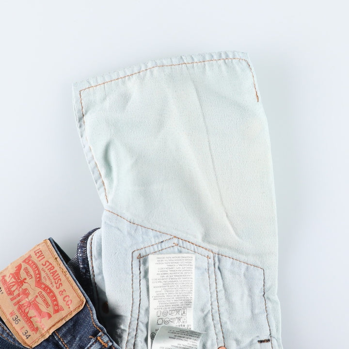 Levi's 501 straight denim pants for men, size W36 cotton Navy blue Vintage Second Hand