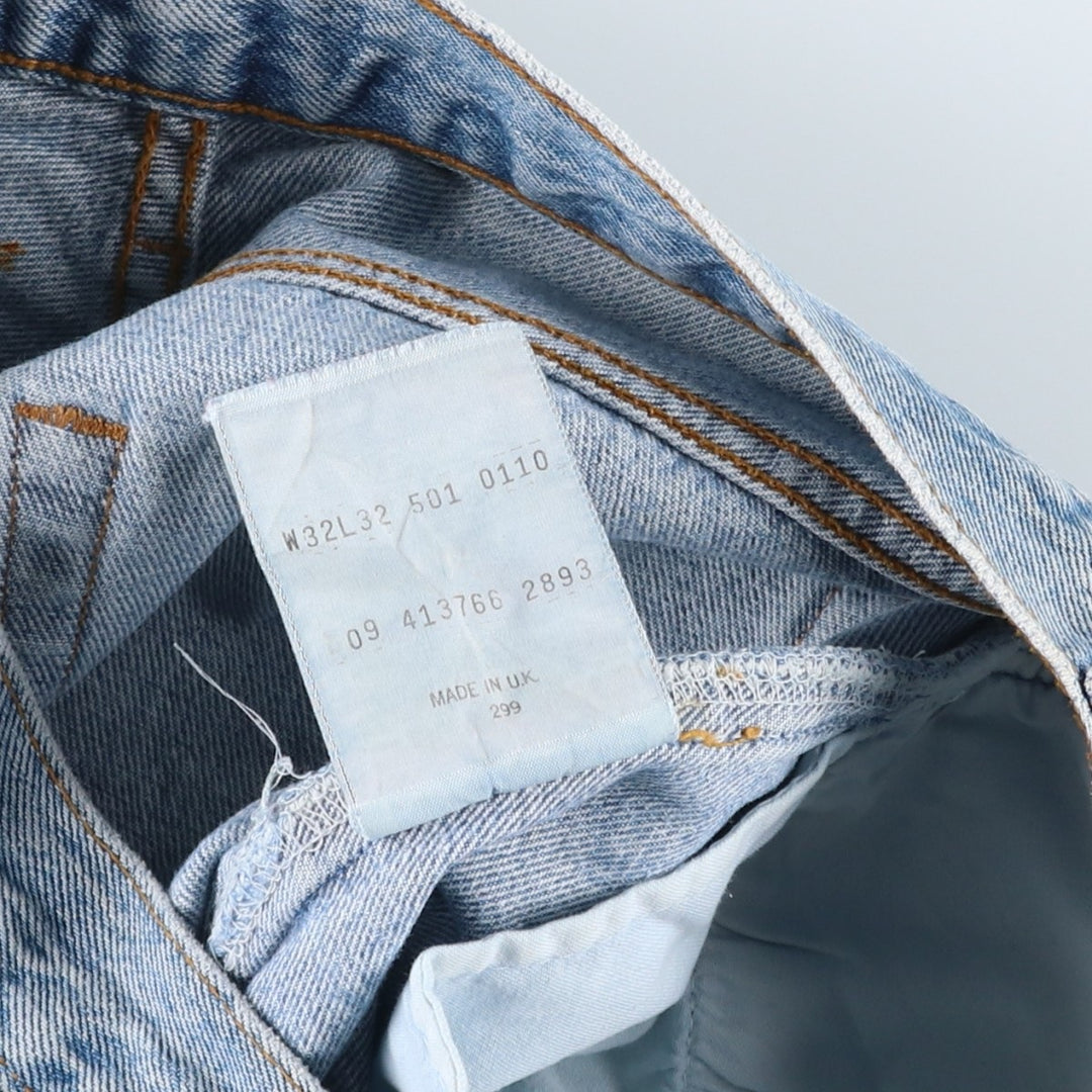 Levi's 501 Euro Model Straight Denim Pants, Made in England, Men's Size W31 cotton blue type Vintage Second Hand
