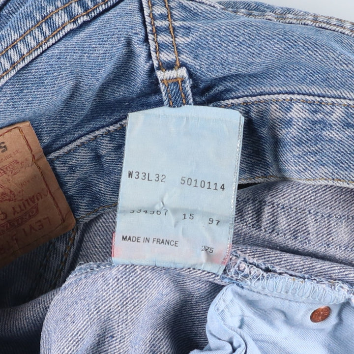 1990'S Levi's 501-0114 Euro Model Straight Denim Pants, Made in France, Men's Size W31 (approx.), Vintage cotton blue type Vintage Second Hand