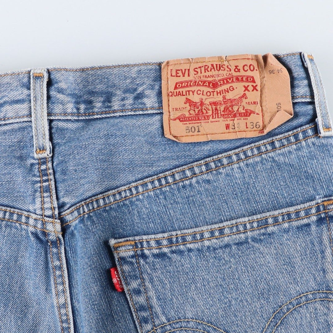00'S Levi's 501 straight denim pants for men, size W34 cotton blue type Vintage Second Hand