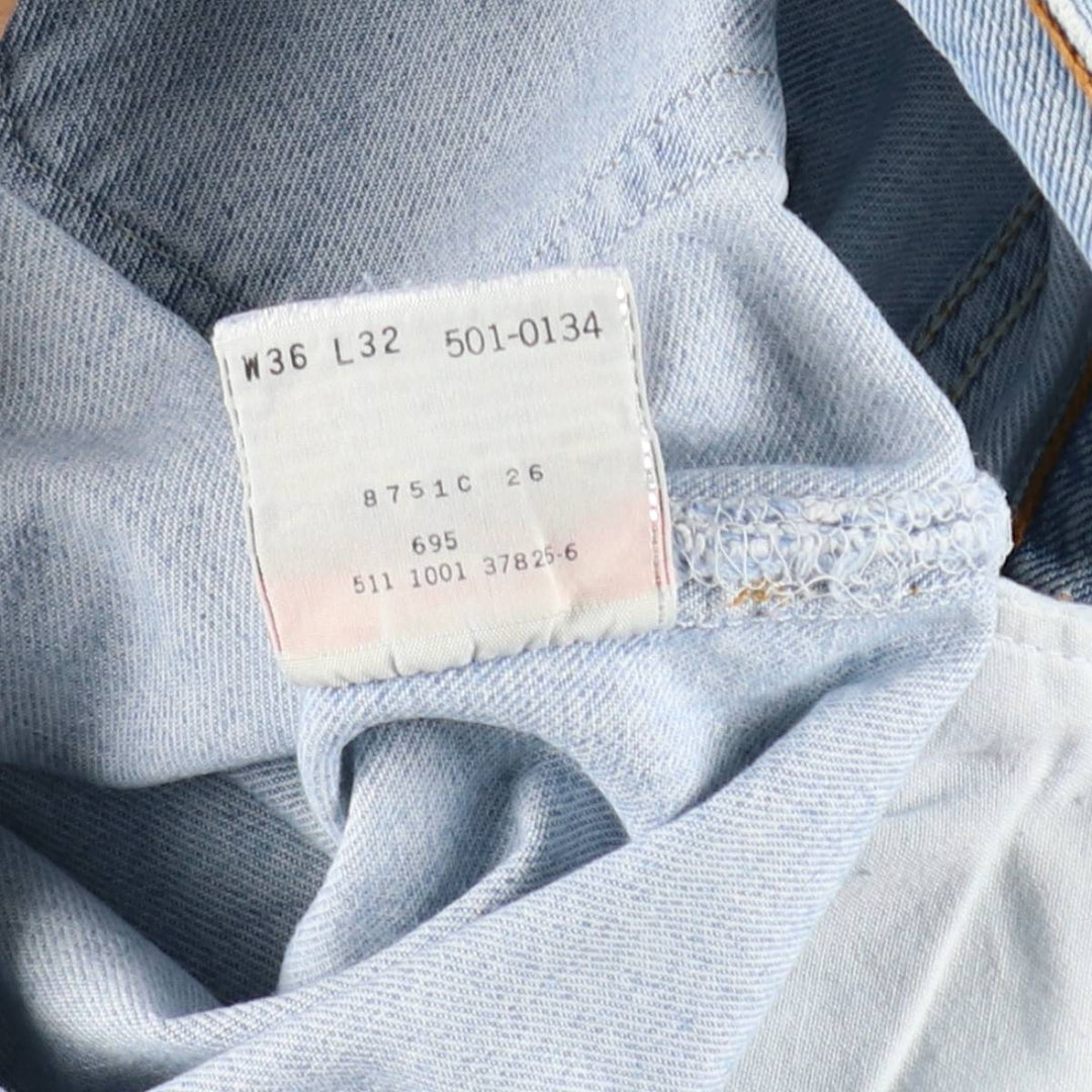 2000'S Levi's 501-0134 Straight Denim Pants, Made in USA, Men's Size W35 (approx.) cotton Blue type light blue Vintage Second Hand