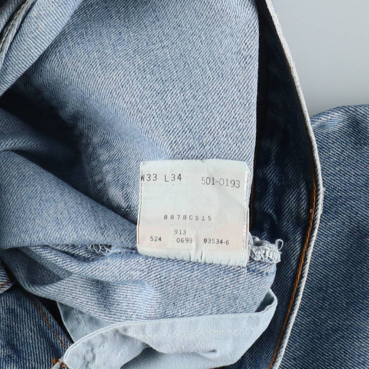 90'S Levi's 501-0193 Straight Denim Pants Made in USA Men's W32 Vintage cotton blue type Vintage Second Hand