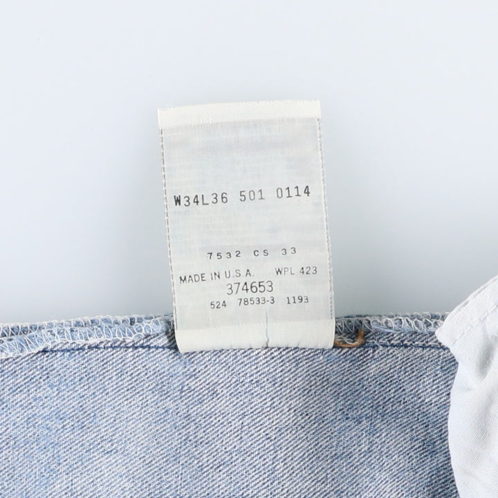 90'S Levi's Straight Denim Pants, Made in USA, Men's Size W34 (approx.), Vintage cotton blue type Vintage Second Hand