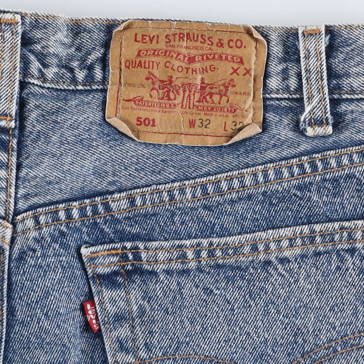 1990'S Levi's 501-0604 Chemical Wash Straight Denim Pants, Made in USA, Men's Size W32 (approx.), Vintage cotton blue type Vintage Second Hand