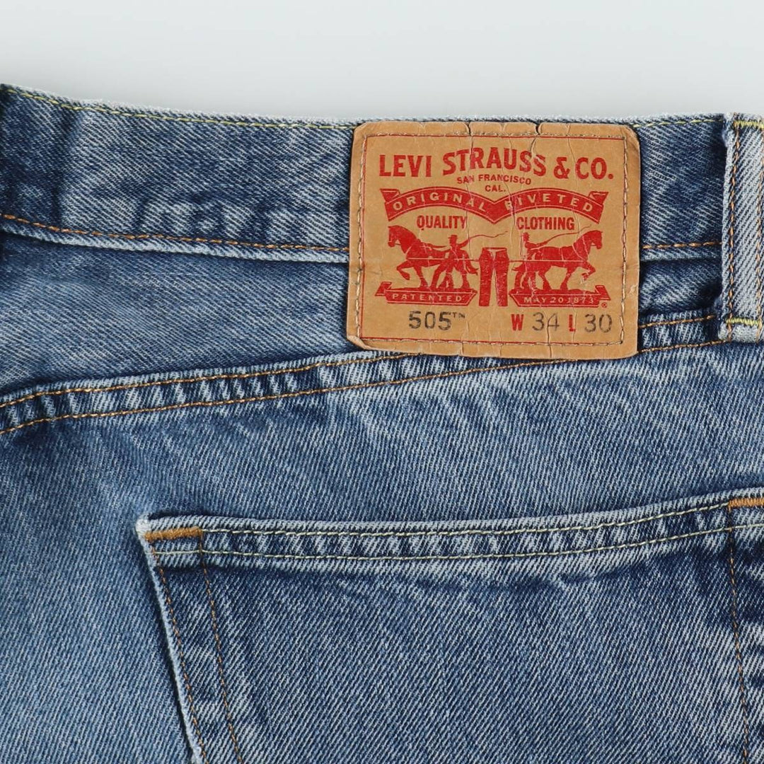 Levi's 505 tapered denim pants for men, equivalent to w35 cotton blue type Vintage Second Hand
