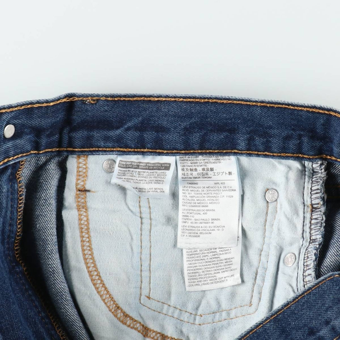 Levi's 505 tapered denim pants for men, size W34 cotton navy blue type Vintage Second Hand