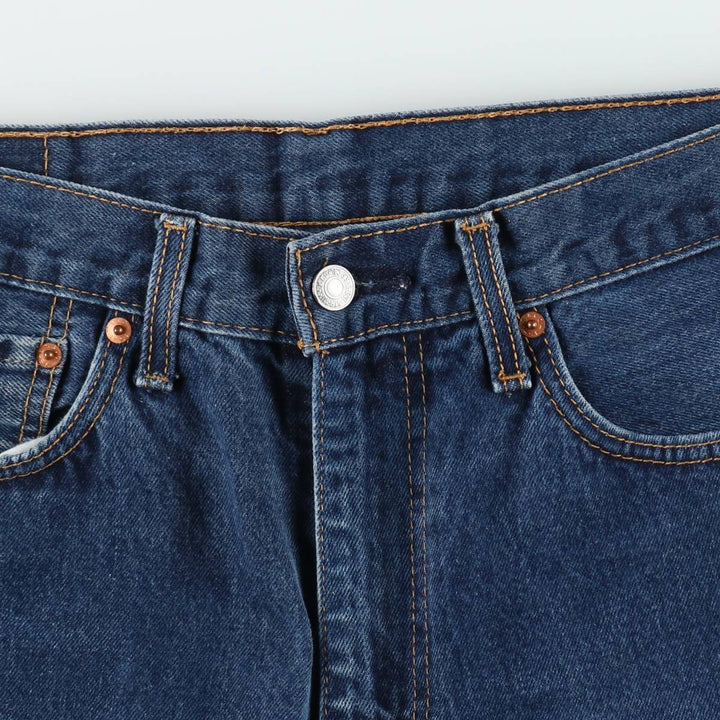 Levi's 505 tapered denim pants for men, size W34 cotton navy blue type Vintage Second Hand