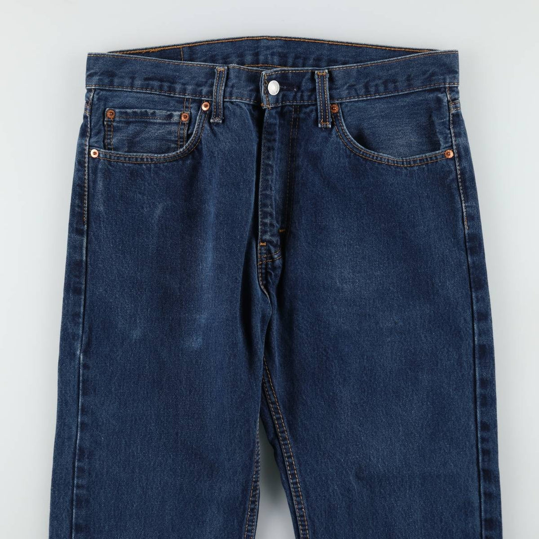 Levi's 505 tapered denim pants for men, size W34 cotton navy blue type Vintage Second Hand
