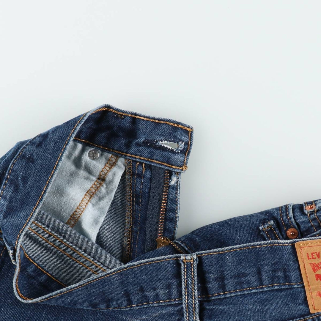 Levi's 505 tapered denim pants for men, size W34 cotton navy blue type Vintage Second Hand