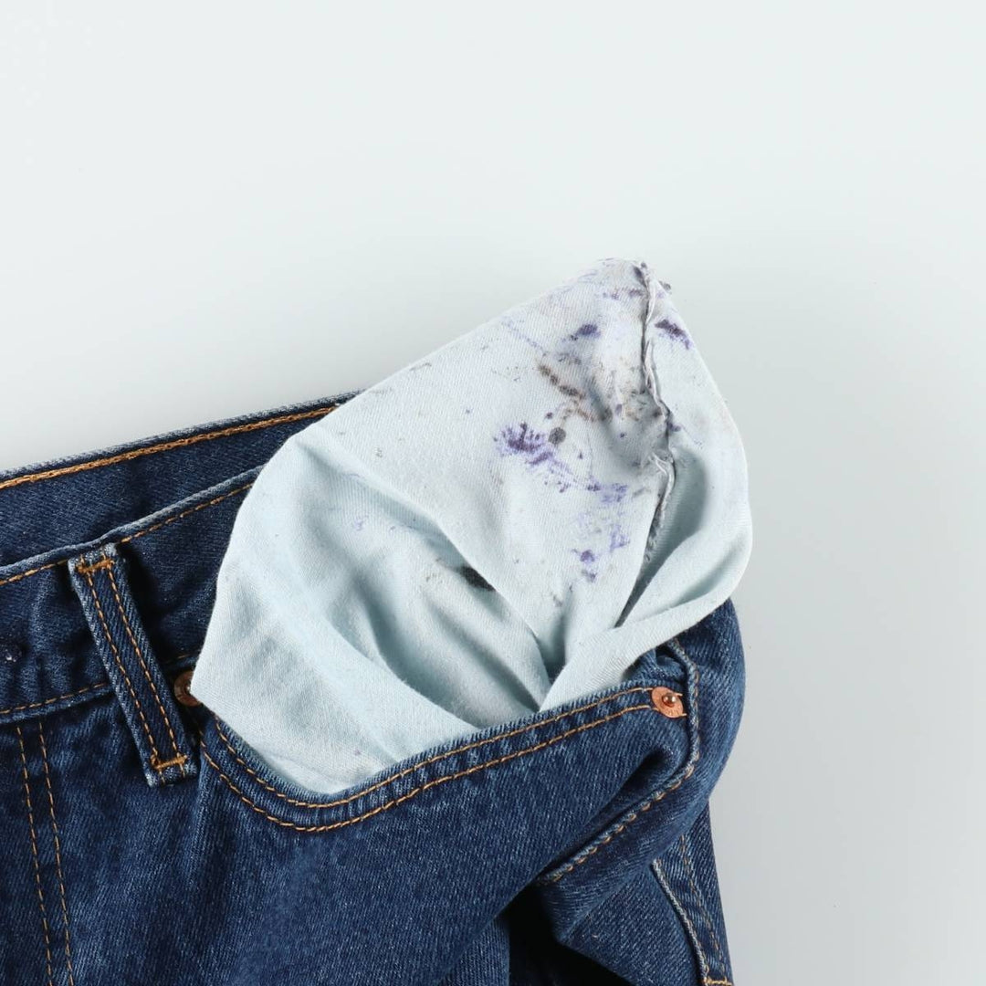 Levi's 505 tapered denim pants for men, size W34 cotton navy blue type Vintage Second Hand
