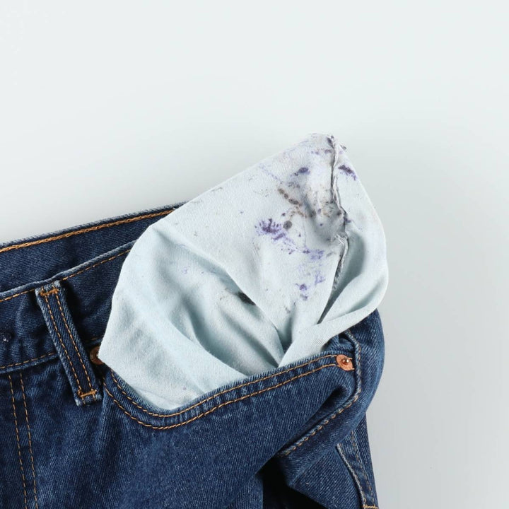Levi's 505 tapered denim pants for men, size W34 cotton navy blue type Vintage Second Hand