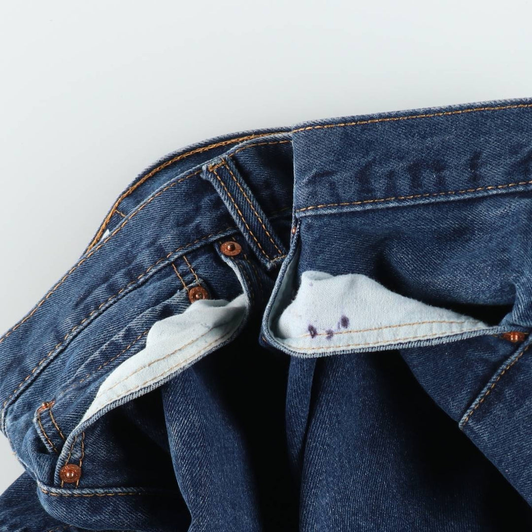 Levi's 505 tapered denim pants for men, size W34 cotton navy blue type Vintage Second Hand