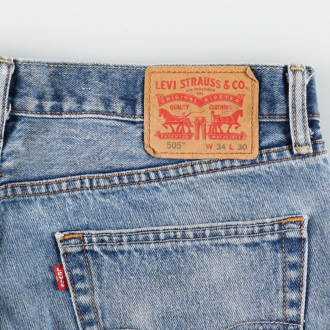 Levi's 505 tapered denim pants for men, size W34 cotton Blue type light blue Vintage Second Hand