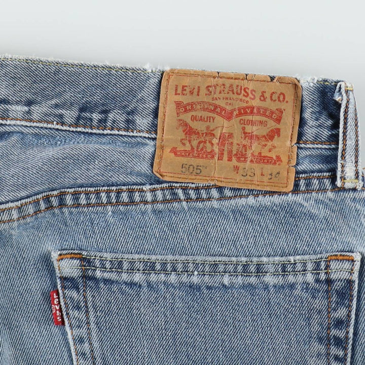 Levi's 505 tapered denim pants for men, size W34 cotton Blue type light blue Vintage Second Hand