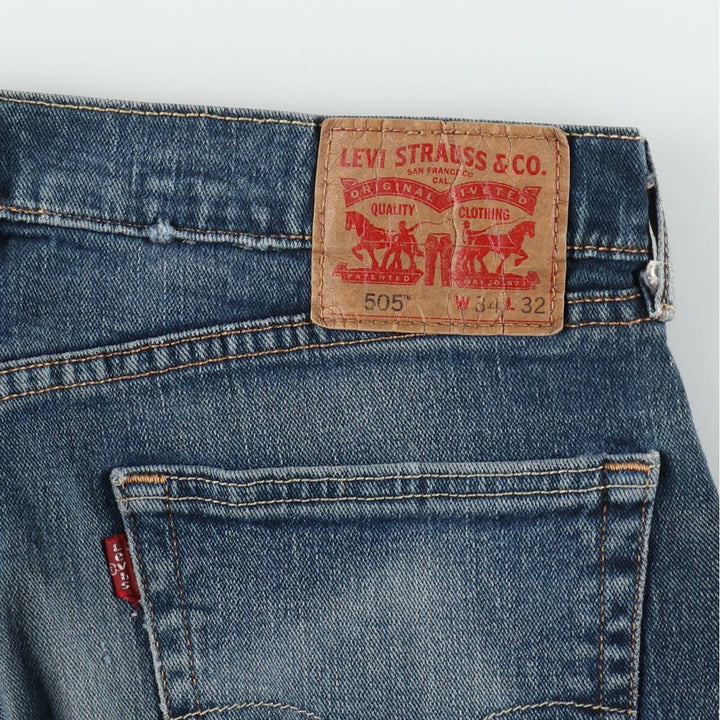 Levi's 505 tapered denim pants for men, size W34 cotton blue type Vintage Second Hand