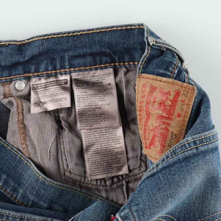 Levi's 505 tapered denim pants for men, size W34 cotton blue type Vintage Second Hand
