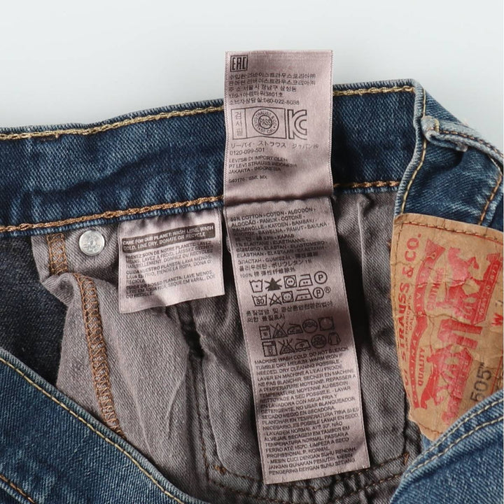 Levi's 505 tapered denim pants for men, size W34 cotton blue type Vintage Second Hand