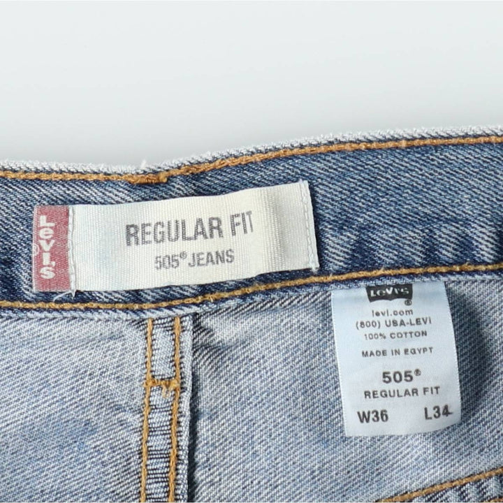 Levi's 505 REGULAR FIT tapered denim pants for men, size w34 cotton Blue type light blue Vintage Second Hand
