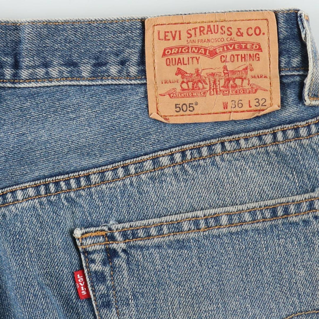 00'S Levi's 505 REGULAR FIT tapered denim pants for men, size w36 cotton blue type Vintage Second Hand