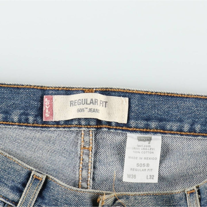 00'S Levi's 505 REGULAR FIT tapered denim pants for men, size w36 cotton blue type Vintage Second Hand