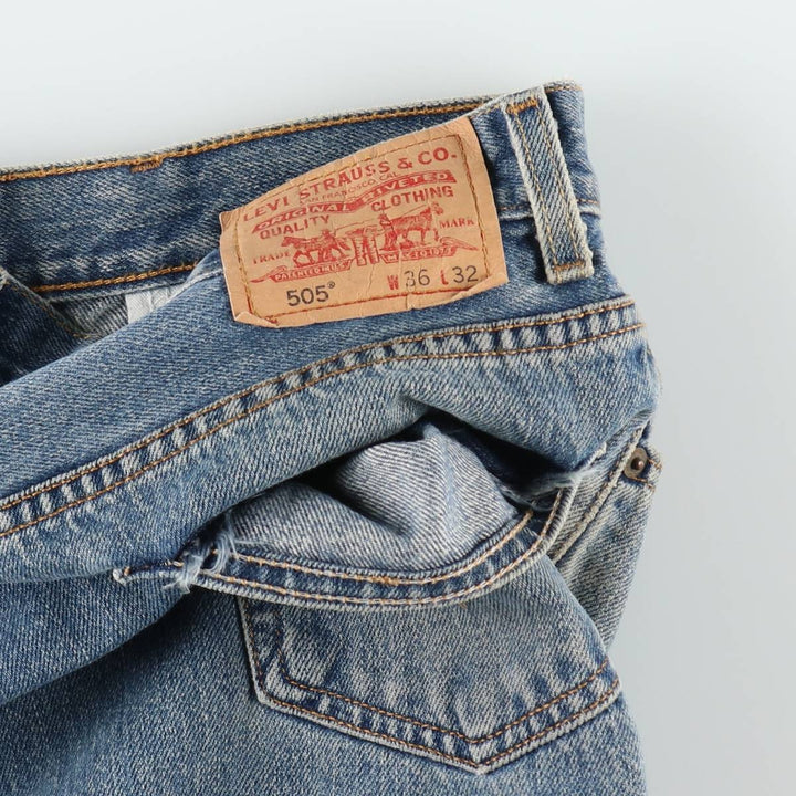 00'S Levi's 505 REGULAR FIT tapered denim pants for men, size w36 cotton blue type Vintage Second Hand