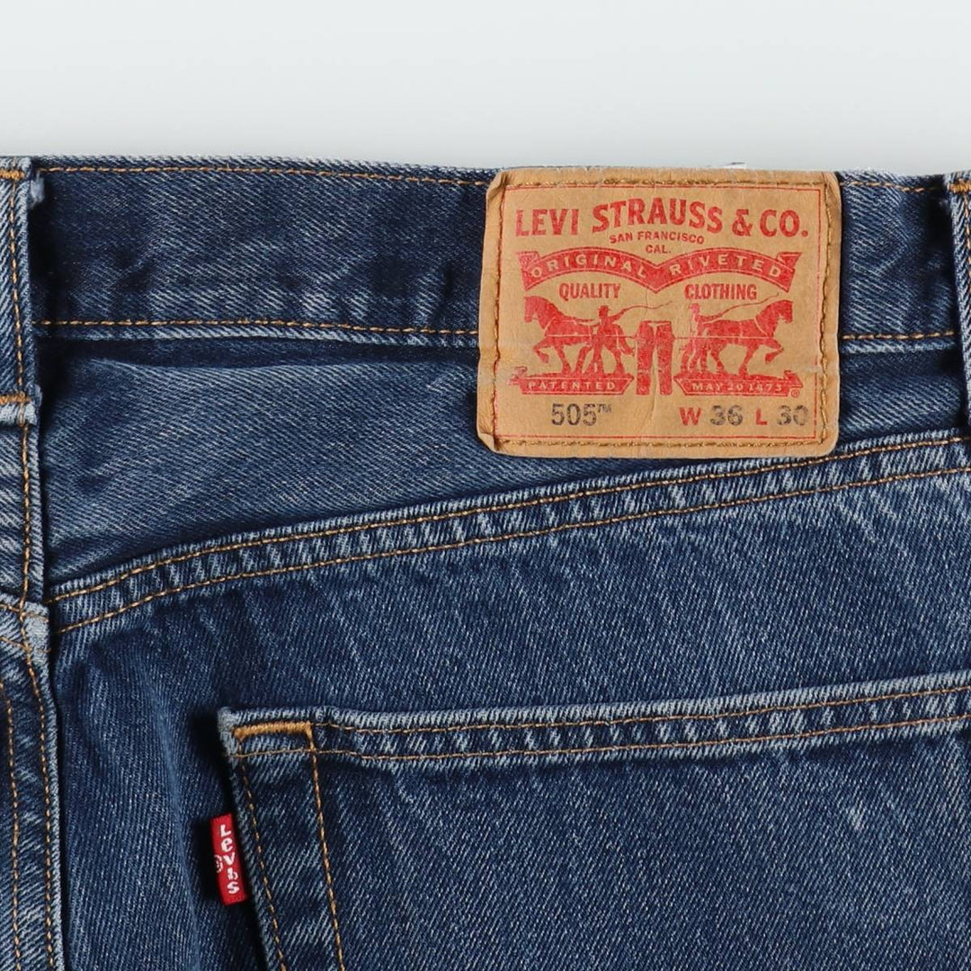 Levi's 505 tapered denim pants for men, size w36 cotton blue type Vintage Second Hand