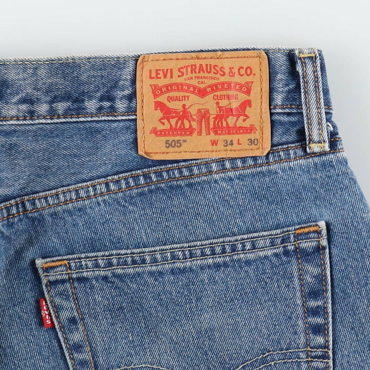 Levi's 505 tapered denim pants for men, size W34 cotton Blue type light blue Vintage Second Hand