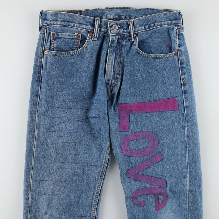 Levi's 505 Painted Custom Tapered Denim Pants, Men's Size W33 (approx.) cotton Blue type light blue Vintage Second Hand