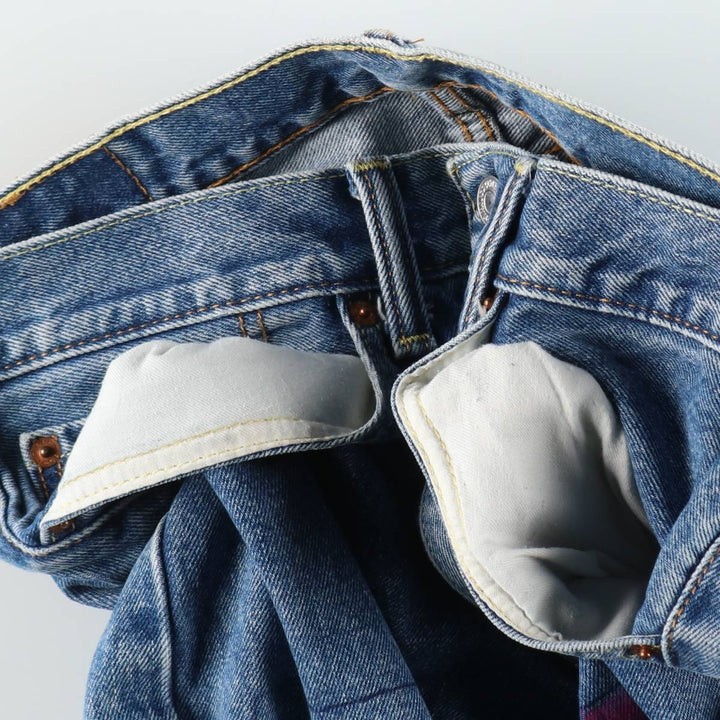 Levi's 505 Painted Custom Tapered Denim Pants, Men's Size W33 (approx.) cotton Blue type light blue Vintage Second Hand