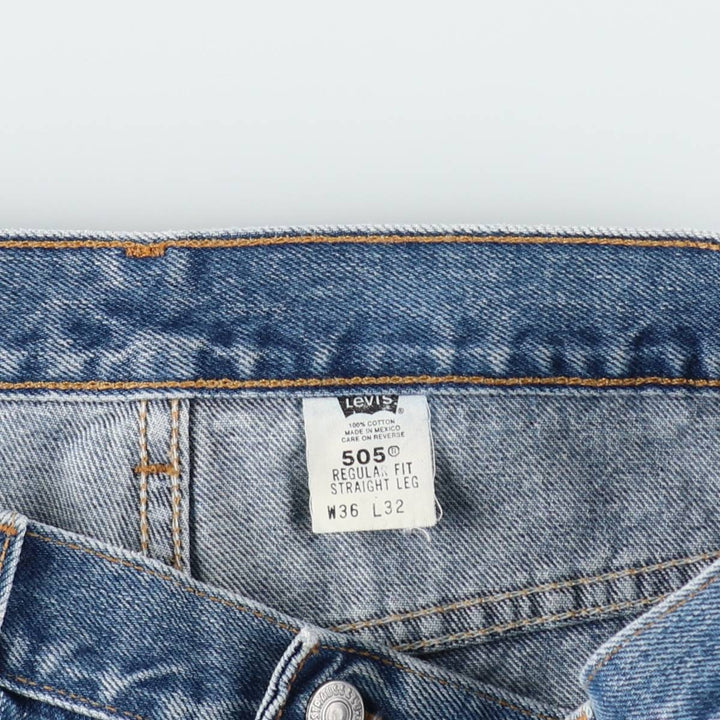 00'S Levi's 505 REGULAR FIT STRAIGHT LEG tapered denim pants for men, size w35 cotton Blue type light blue Vintage Second Hand