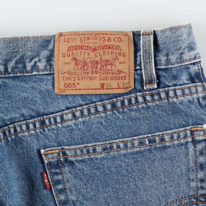 00'S Levi's 505 REGULAR FIT STRAIGHT LEG tapered denim pants for men, size w36 cotton blue type Vintage Second Hand