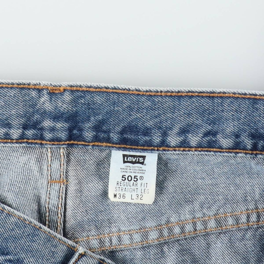 00'S Levi's 505 REGULAR FIT STRAIGHT LEG tapered denim pants for men, size w36 cotton blue type Vintage Second Hand