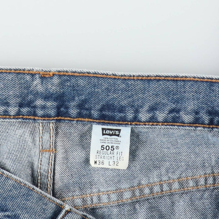 00'S Levi's 505 REGULAR FIT STRAIGHT LEG tapered denim pants for men, size w36 cotton blue type Vintage Second Hand