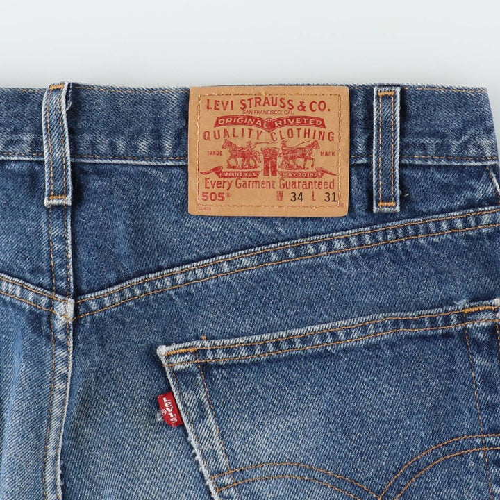 00'S Levi's 505 REGULAR FIT STRAIGHT LEG tapered denim pants for men, size w34 cotton blue type Vintage Second Hand