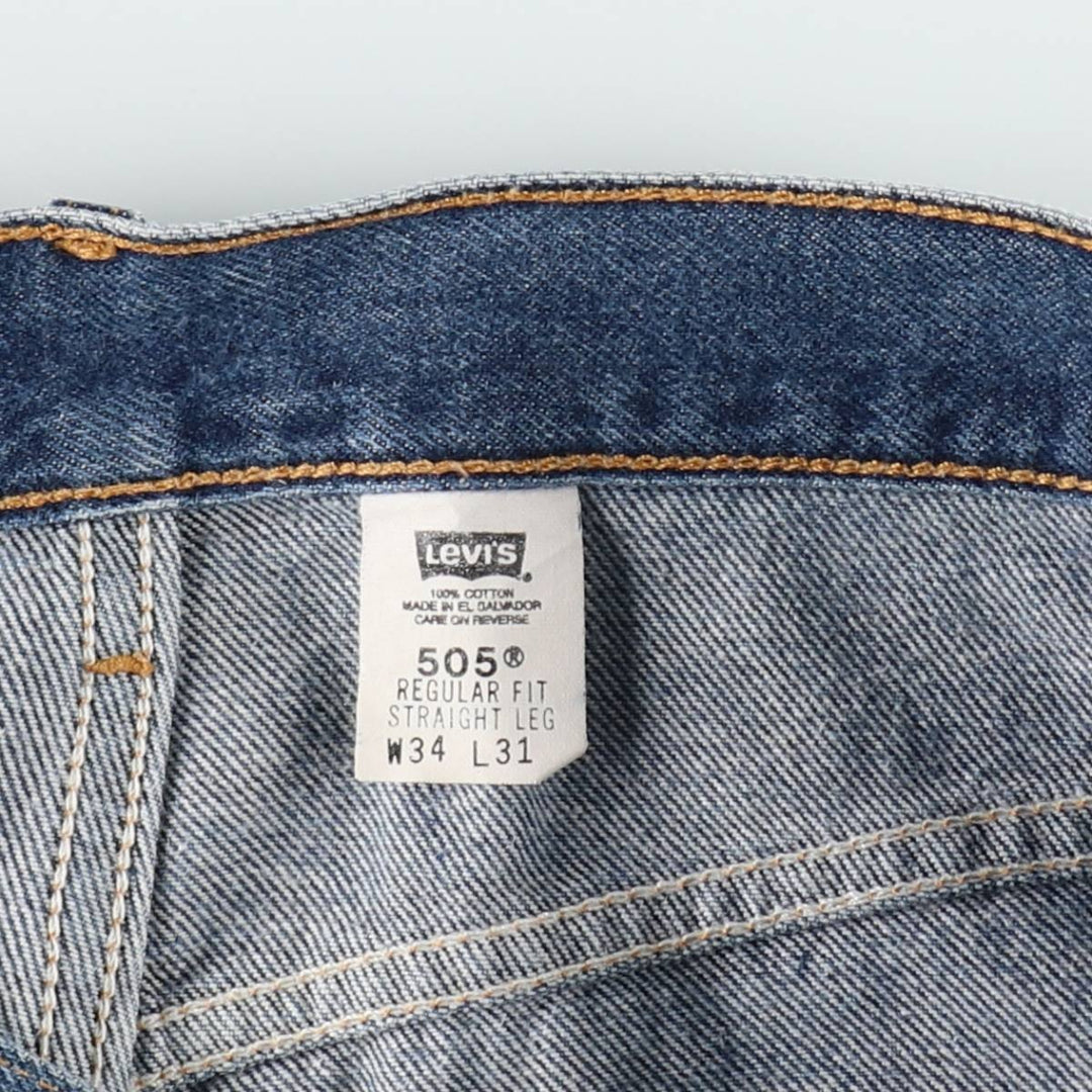 00'S Levi's 505 REGULAR FIT STRAIGHT LEG tapered denim pants for men, size w34 cotton blue type Vintage Second Hand