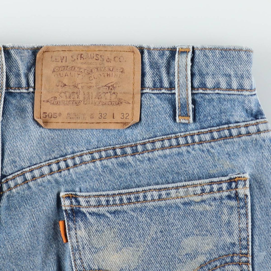 90'S Levi's 505 Regular Fit Straight Leg Orange Tab Painted Tapered Denim Pants, Men's W30 (approx.) cotton blue type Vintage Second Hand