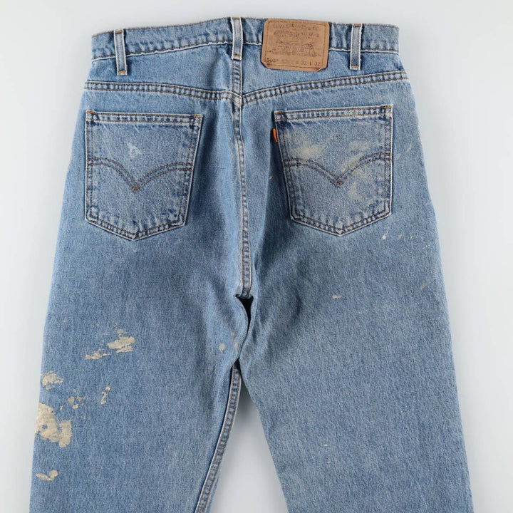 90'S Levi's 505 Regular Fit Straight Leg Orange Tab Painted Tapered Denim Pants, Men's W30 (approx.) cotton blue type Vintage Second Hand