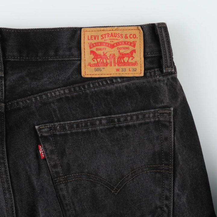 Levi's 505-0218 Black Denim Tapered Jeans, Men's Size W34 (approx.) cotton black type Vintage Second Hand