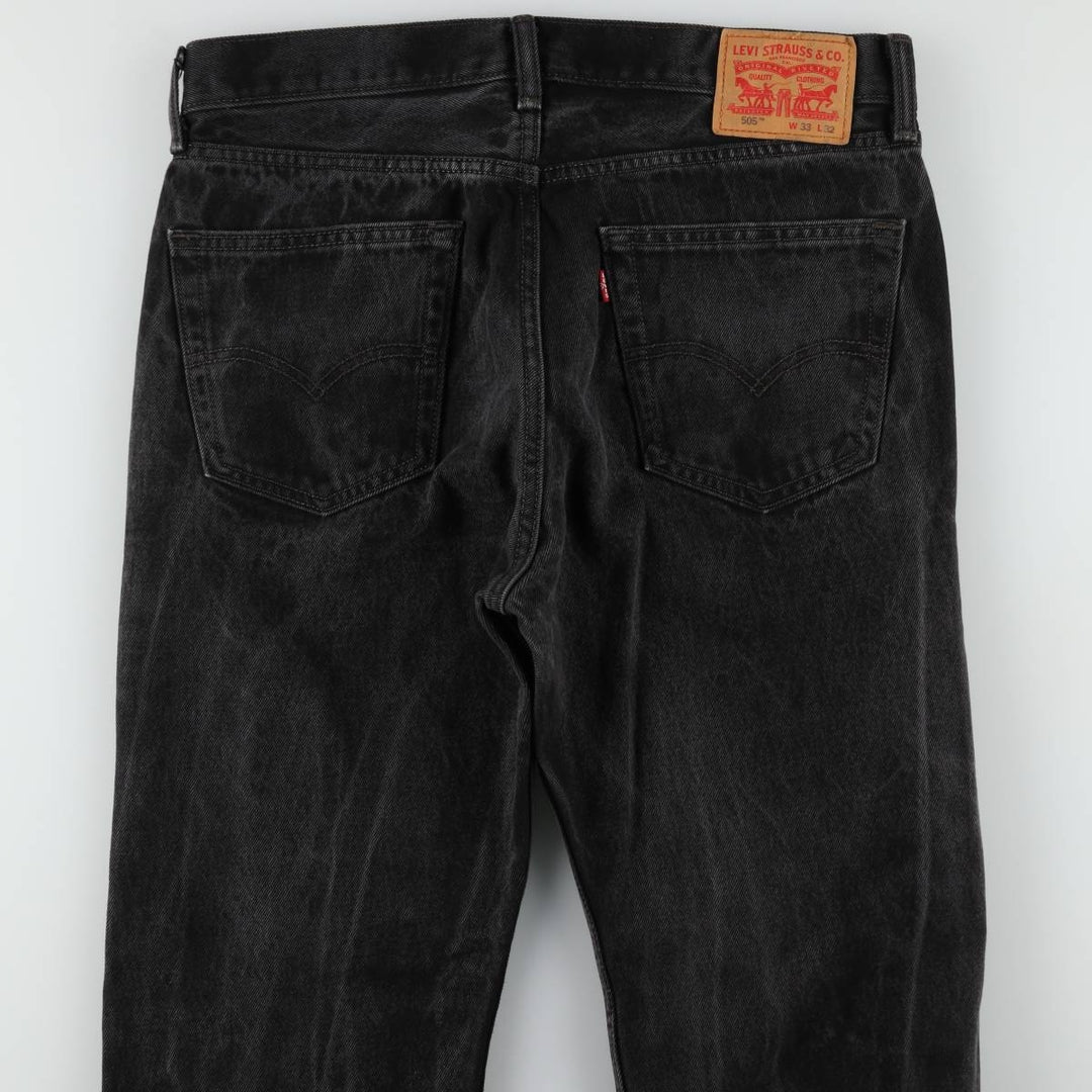 Levi's 505-0218 Black Denim Tapered Jeans, Men's Size W34 (approx.) cotton black type Vintage Second Hand