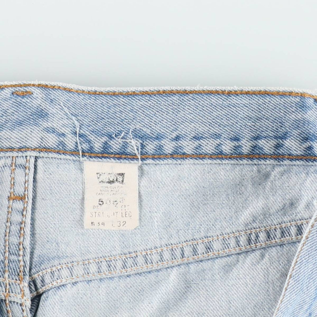 90s-00'S Levi's 505 Regular Fit Straight Leg Tapered Denim Pants, Made in USA, Men's W34 equivalent, Vintage cotton Blue type light blue Vintage Second Hand