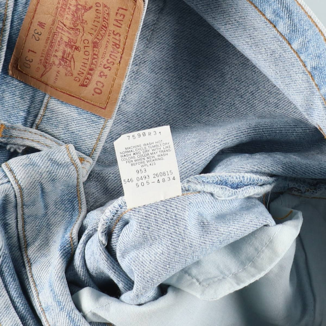 1990'S Levi's 505-4834 Tapered Denim Pants, Made in USA, Men's Size W32 (approx.), Vintage cotton Blue type light blue Vintage Second Hand
