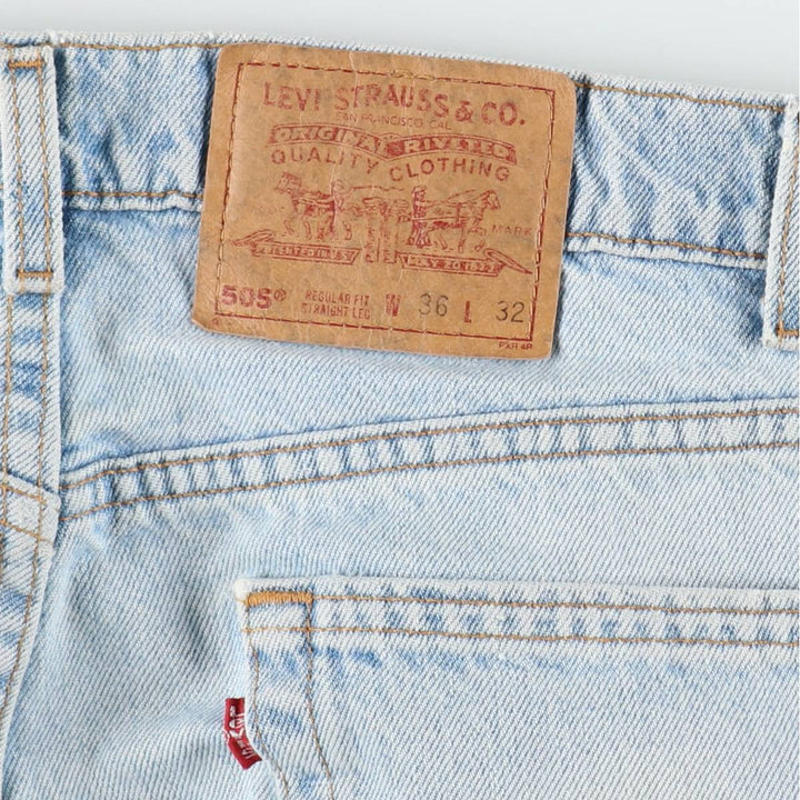 90'S Levi's 505 REGULAR FIT STRAIGHT LEG Tapered Denim Pants Made in USA Men's W35 Vintage cotton Blue type light blue Vintage Second Hand