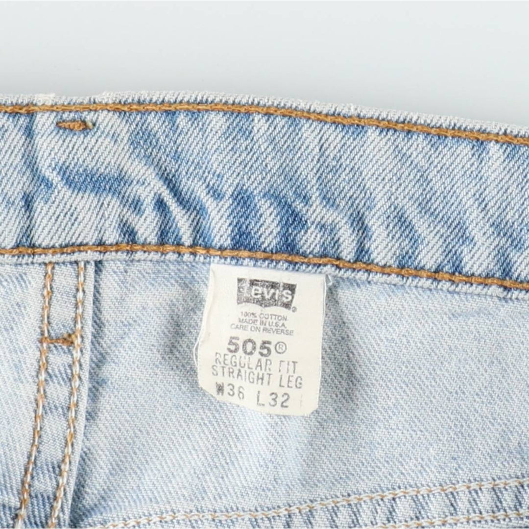 90'S Levi's 505 REGULAR FIT STRAIGHT LEG Tapered Denim Pants Made in USA Men's W35 Vintage cotton Blue type light blue Vintage Second Hand
