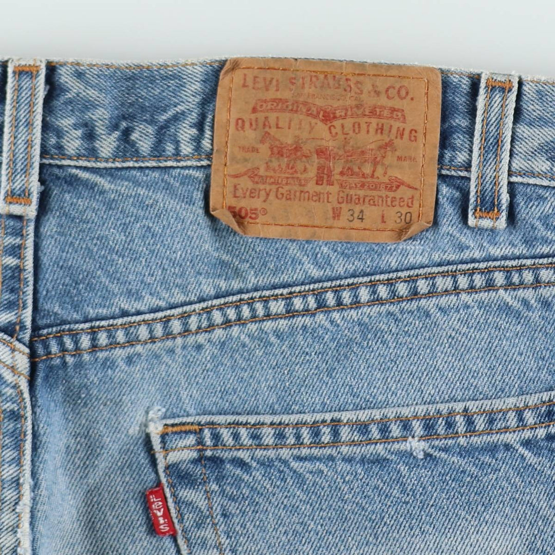 00'S Levi's 505 REGULAR FIT STRAIGHT LEG tapered denim pants made in USA, men's size w34 cotton blue type Vintage Second Hand