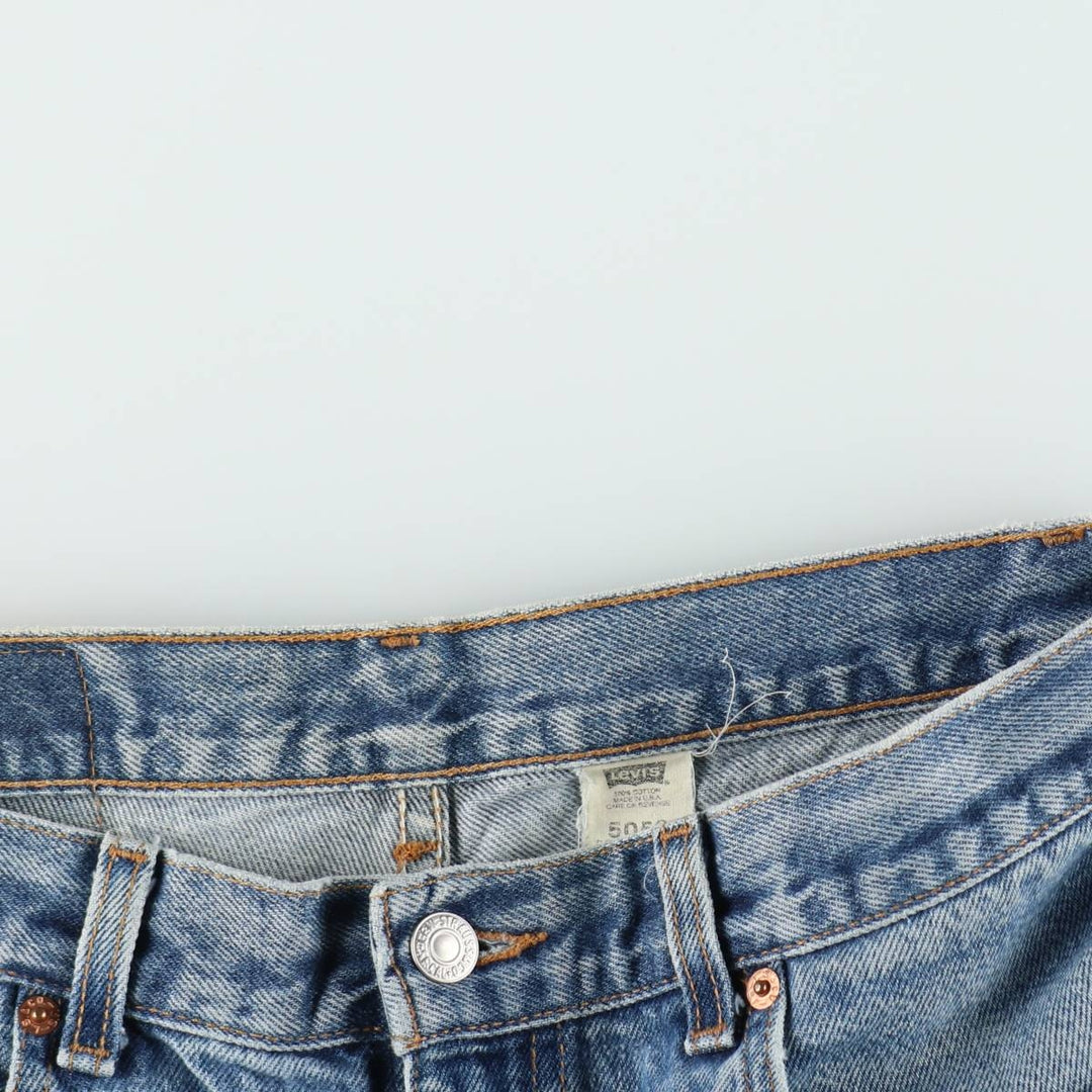 00'S Levi's 505 REGULAR FIT STRAIGHT LEG tapered denim pants made in USA, men's size w34 cotton blue type Vintage Second Hand