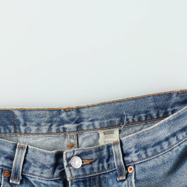 00'S Levi's 505 REGULAR FIT STRAIGHT LEG tapered denim pants made in USA, men's size w34 cotton blue type Vintage Second Hand